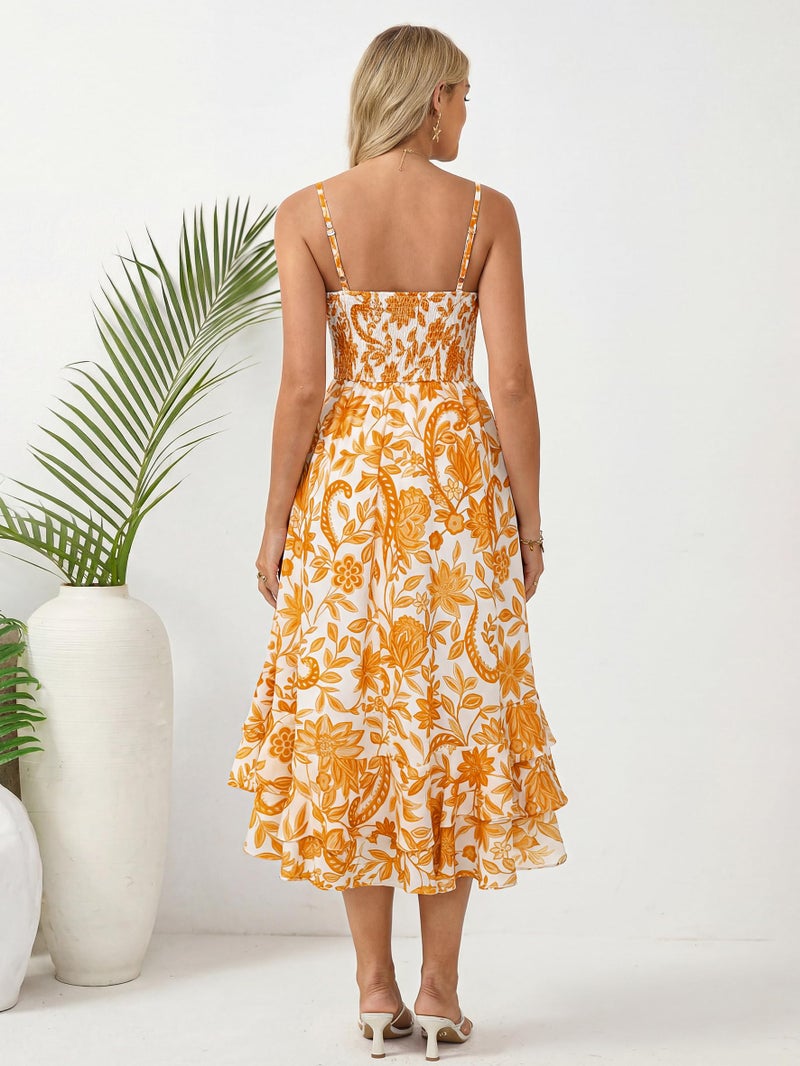 GRACE KARIN Womens Maxi Floral Sundresses Summer Beach Boho Dress Spaghetti Strap Dresses Casual Fashion Clothes with Pockets Yellow Floral M - Image 2