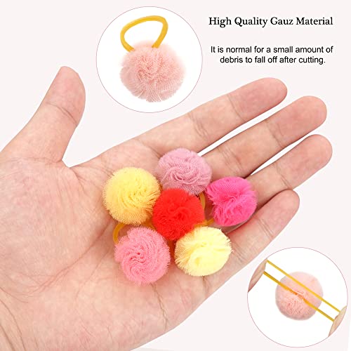 Qearl 48 Pcs Colored Ball Bows with Rubber Bands - Pet Hair Accessories for Dog, Puppy, and Cat Grooming - Image 3