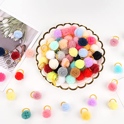 Qearl 48 Pcs Colored Ball Bows with Rubber Bands - Pet Hair Accessories for Dog, Puppy, and Cat Grooming - Image 4