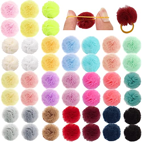 Qearl 48 Pcs Colored Ball Bows with Rubber Bands - Pet Hair Accessories for Dog, Puppy, and Cat Grooming - Image 1