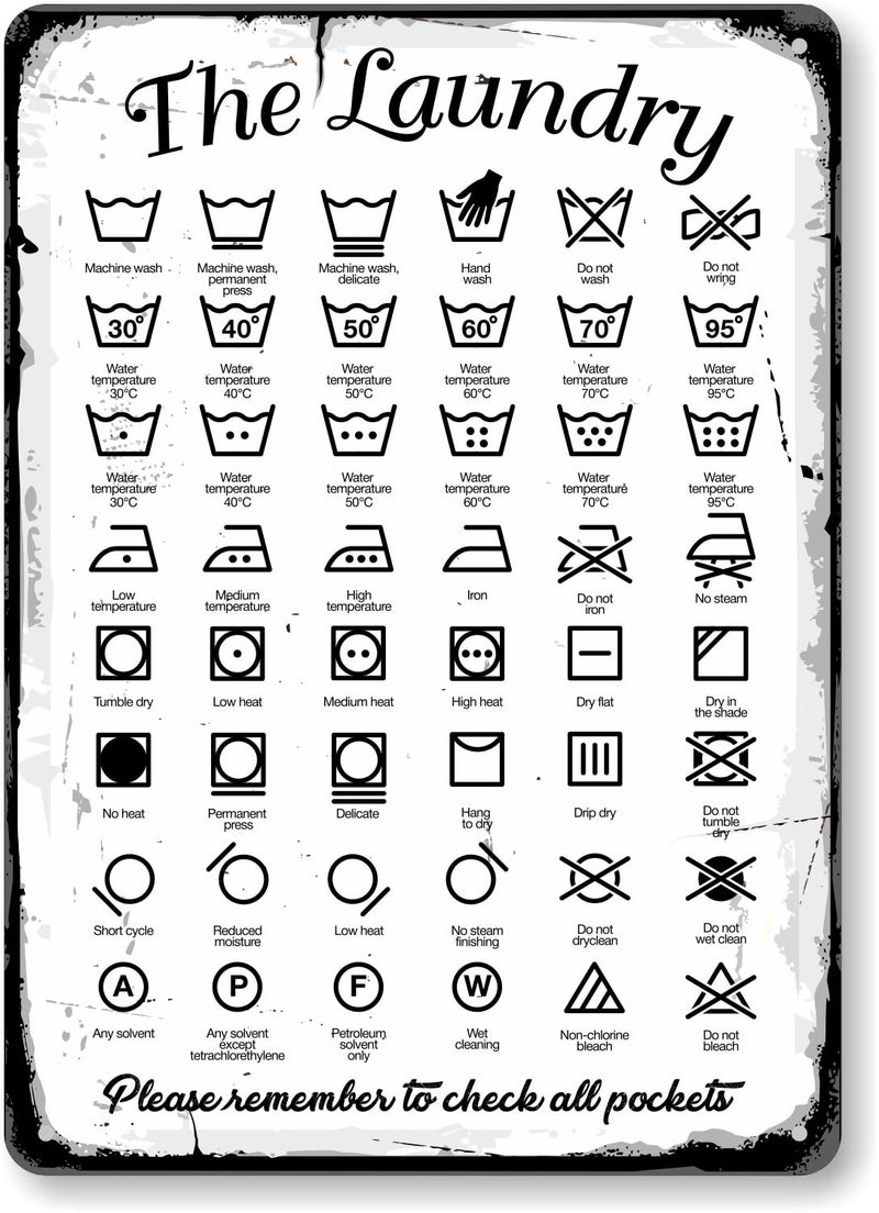 SmartSign Laundry Symbols Wall Art Sign, 'Please Remember To Check All Pockets' Vintage Sign, 14" x 10", 40 mil Laminated Rustproof Aluminum, Retro Wall Décor, Black/Rustic White, USA-Made - Image 4
