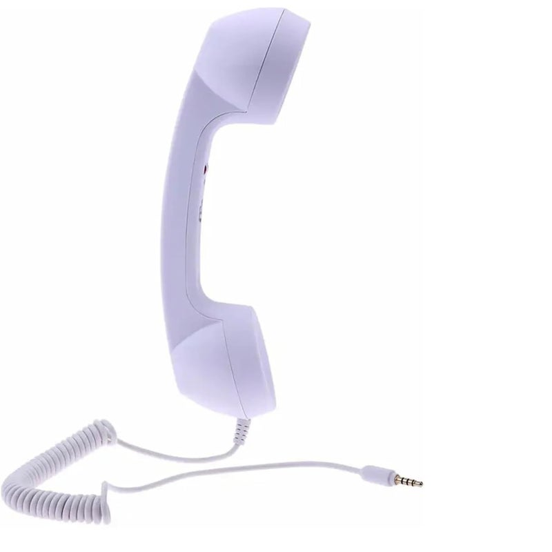 Drumstone 𝟏+𝟏 𝐘𝐄𝐀𝐑 𝐖𝐀𝐑𝐑𝐀𝐍𝐓𝐘 White Retro Telephone Handset – 3.5mm Universal Plug, Radiation-Proof Classic Mobile Phone Receiver - Image 1