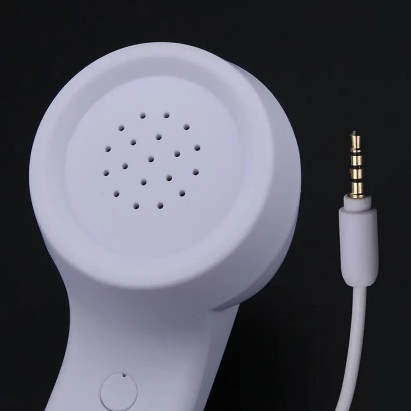 Drumstone 𝟏+𝟏 𝐘𝐄𝐀𝐑 𝐖𝐀𝐑𝐑𝐀𝐍𝐓𝐘 White Retro Telephone Handset – 3.5mm Universal Plug, Radiation-Proof Classic Mobile Phone Receiver - Image 4