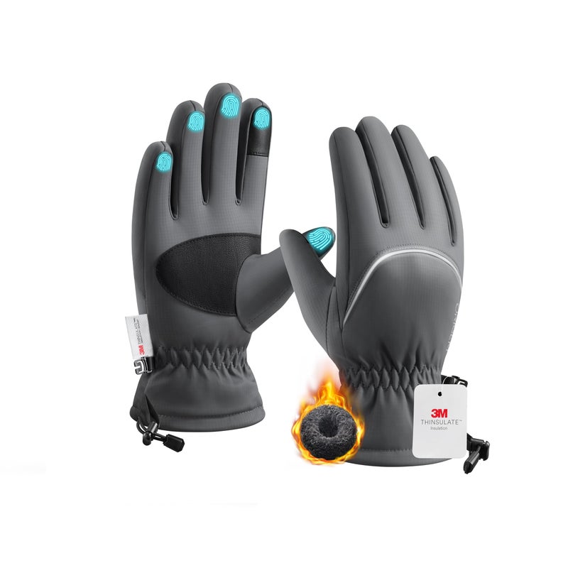 Origem Winter Warm Waterproof Gloves Women Men - 3M Thinsulate & Polar Fleece,Reflective Touchscreen Cold Weather Ski Snow Thermal Gloves for Running,Cycling,Hiking,Driving,Walking(a-Black,Medium) - Image 1