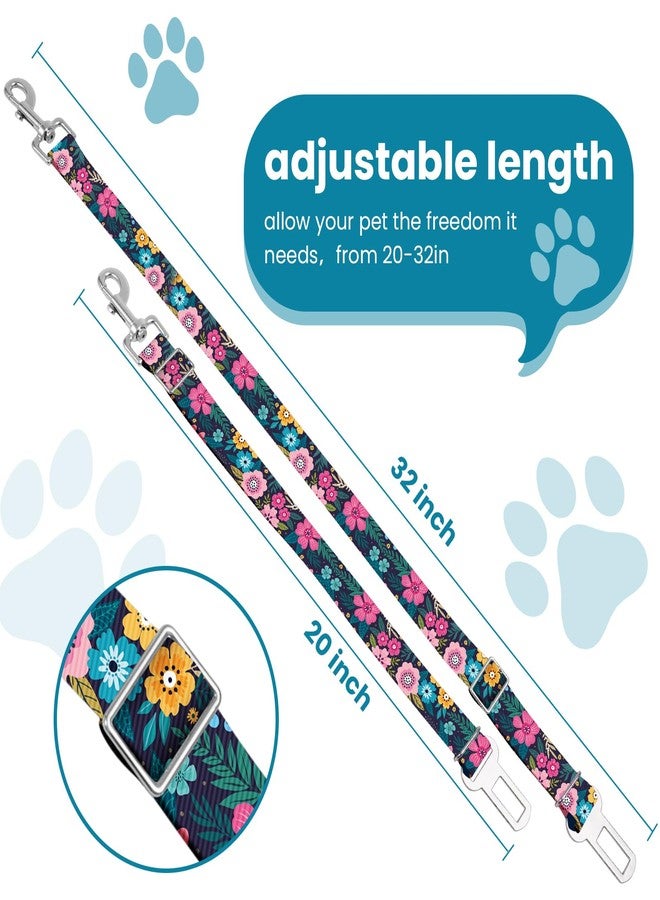 HCYPCV Adjustable pet cat and Dog car seat Belt，The Lanyard is Flexible and Adjustable from 20 to 33 inches (Floral) - Image 2