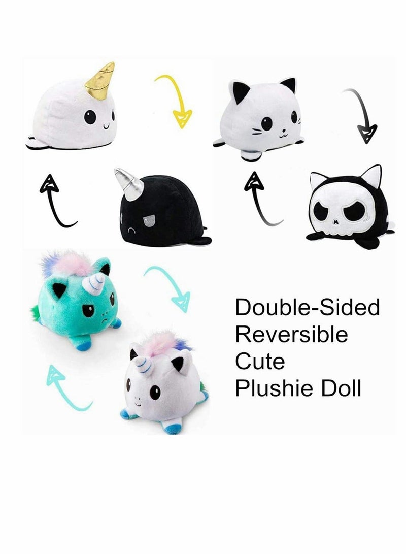 Reversible Plushie Sea Lion Soft Toys, Cute Plush Toy Double-Sided Flip Stuffed Animal Mood Plush Show Your Mood Without Saying a Word, as A Gift for Kids & Adult or for Decoration