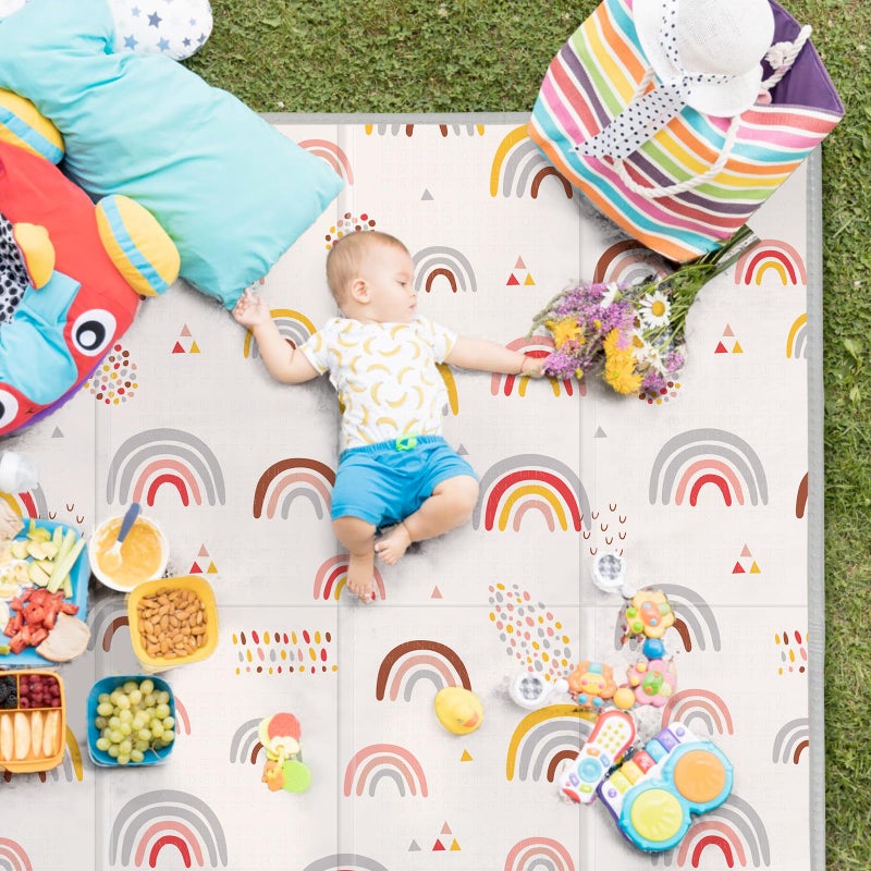 PIGLOG Baby Play Mat,79"X71"Extra Large Play Mat,Non-Toxic Tummy Time,Baby Play Mats for Floor,Waterproof,Baby Crawling Mat,Soft Foam Mat for Babies and Toddlers,Reversible & Portable Star and Rainbow - Image 2
