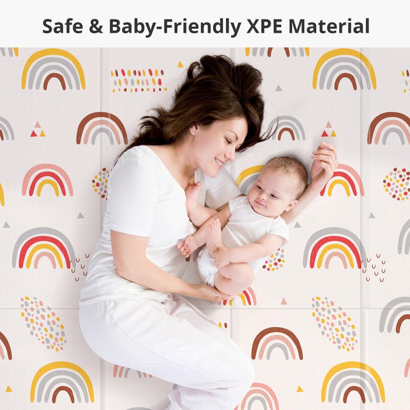 PIGLOG Baby Play Mat,79"X71"Extra Large Play Mat,Non-Toxic Tummy Time,Baby Play Mats for Floor,Waterproof,Baby Crawling Mat,Soft Foam Mat for Babies and Toddlers,Reversible & Portable Star and Rainbow - Image 5