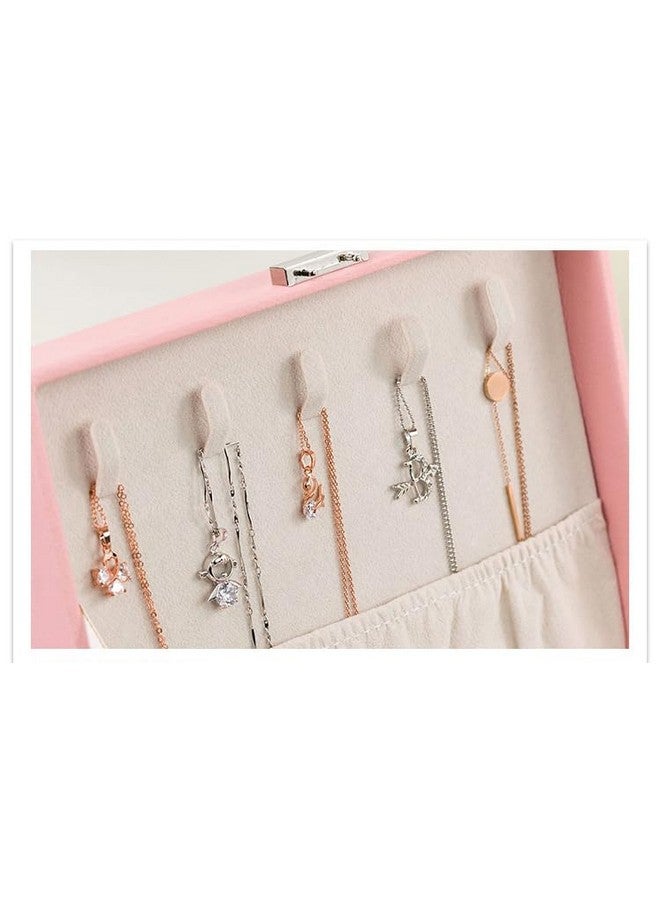 KRESHU PU Leather Double Layer Jewelry Organizer | Women's Makeup Storage Case with Smart Golden Key Lock | Stylish Accessory Box for Necklaces, Bracelets, Earrings (CHEX-PINK) - Image 5