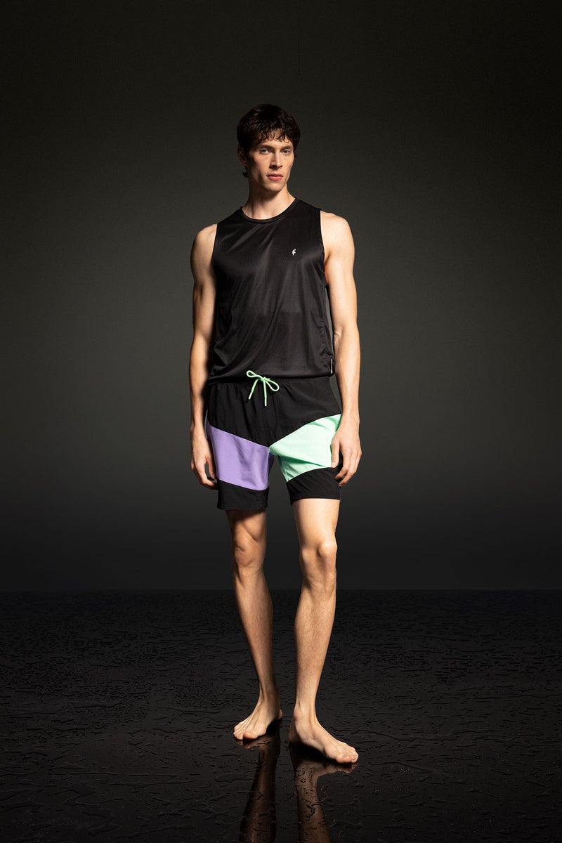 ديفاكتو شورت بحر قصير قصة عادية محكم أسود من DeFactoFit - Image 1