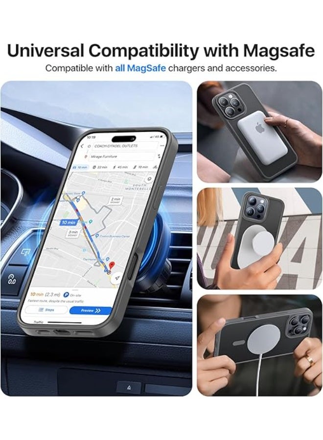 Compatible with iPhone 16 Pro Case for Magnetic iPhone 16 Pro Phone Case, [Compatible with Magsafe] Slim Translucent Matte Shockproof Bumper Drop Protection Girls Women Boy Cover, Gray - Image 4