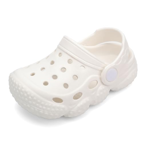 INMINPIN Baby Clogs Garden Shoes Newborn Infant Lightweight Breathable Beach Pool Sandals Non-Slip Baby Boys Girls Water Shower Summer Shoes Splay Naturally, White, 18-24 Months Infant - Image 1