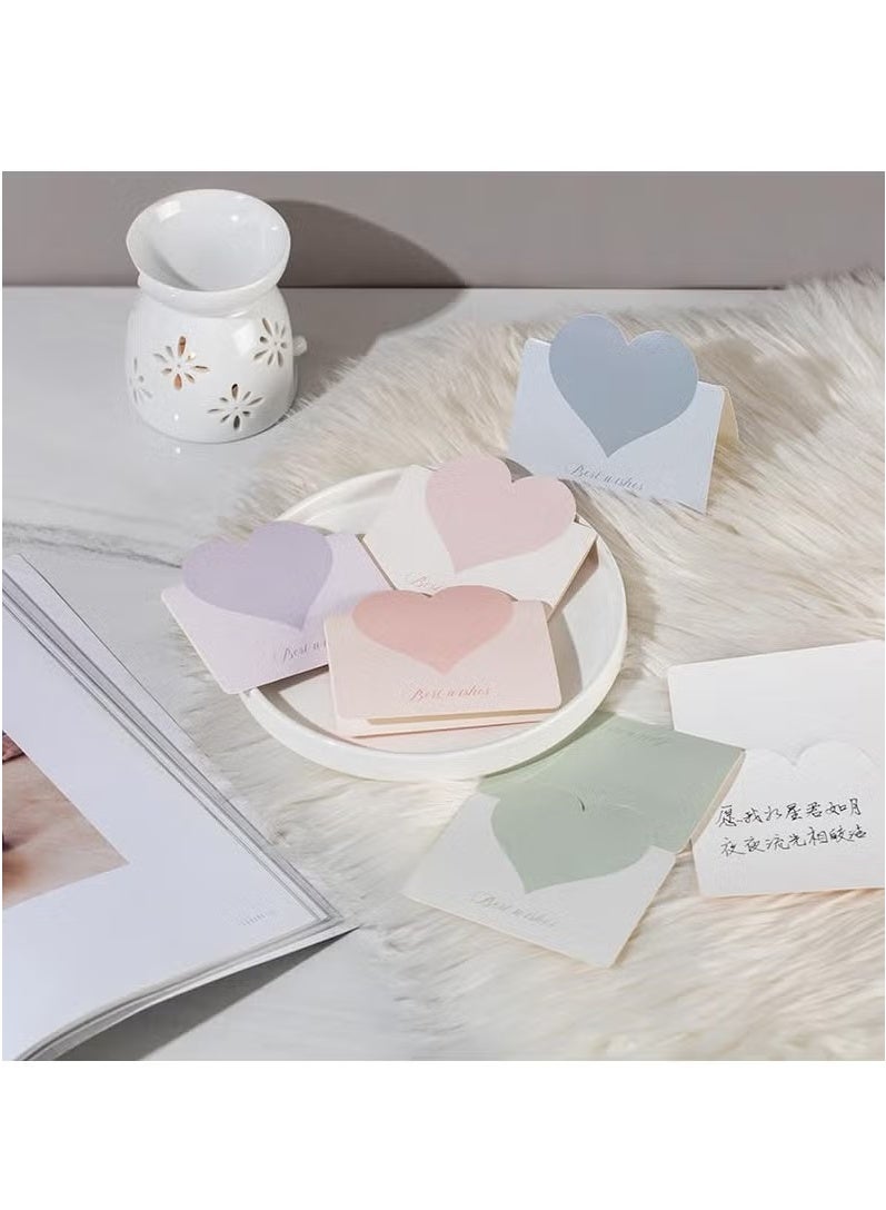 30 بطاقة معايدة على شكل قلب حب مع مظاريف - بطاقات ملاحظات فارغة قابلة للطي، تصميم قلب ملون رومانسي لعيد الحب والزفاف والذكرى السنوية - Image 4