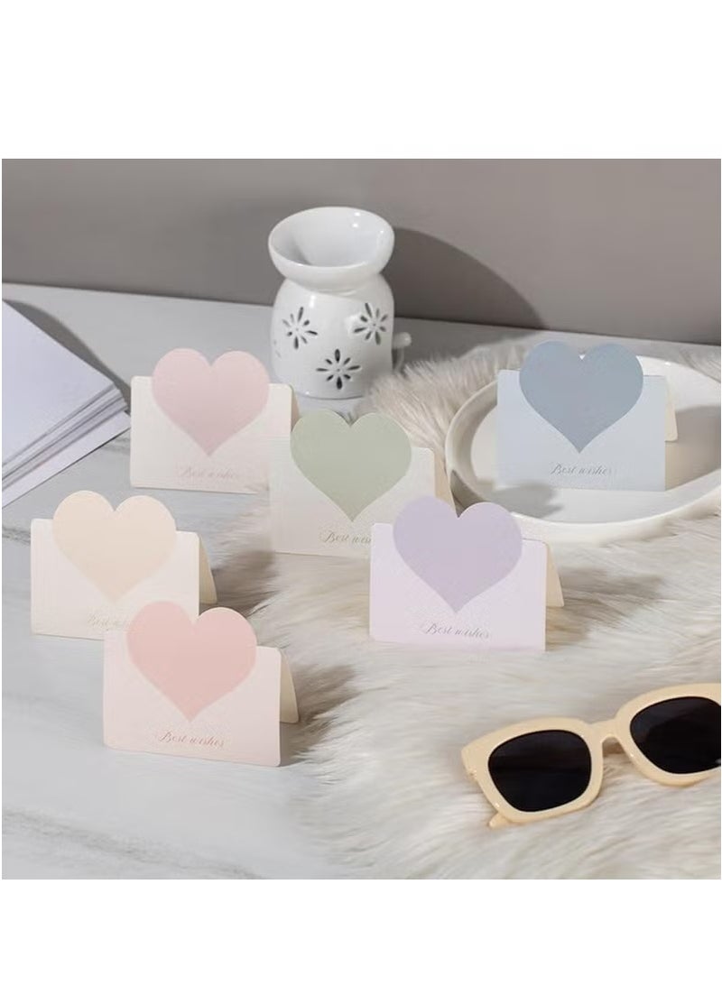 30 بطاقة معايدة على شكل قلب حب مع مظاريف - بطاقات ملاحظات فارغة قابلة للطي، تصميم قلب ملون رومانسي لعيد الحب والزفاف والذكرى السنوية - Image 5