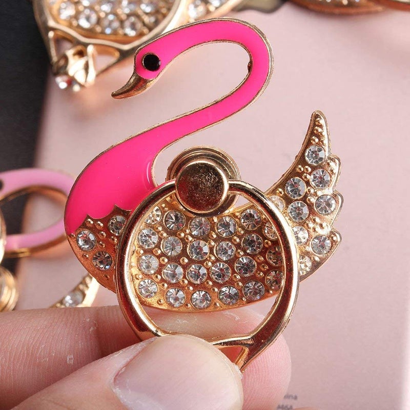 KolorFish Swan Bling Luxury Universal Mobile Holder Stand Phone Ring Finger Grip, 3D Ring Finger Grip for Mobile Tablet (Hot Pink) - Image 1