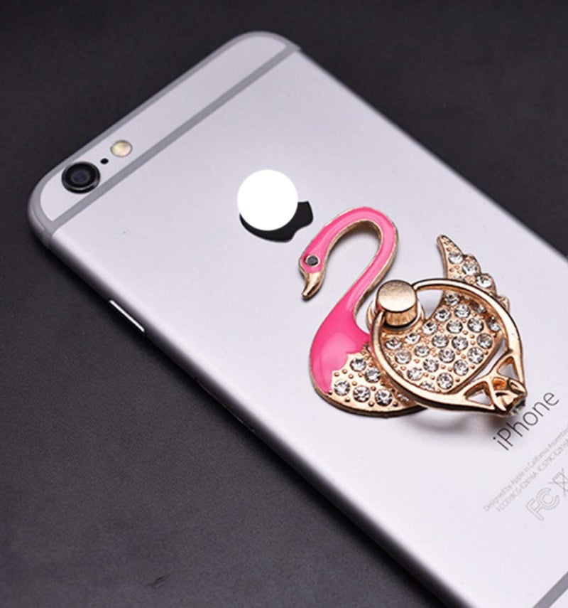 KolorFish Swan Bling Luxury Universal Mobile Holder Stand Phone Ring Finger Grip, 3D Ring Finger Grip for Mobile Tablet (Hot Pink) - Image 2