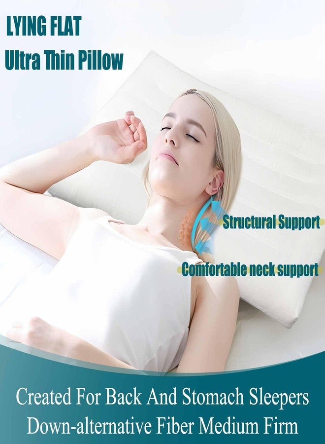 iFaon Ultra Flat Thin Pillows for Sleeping Standard Size, 2-1/2" High Slim Bed Pillow for Back Stomach Sleepers Down Alternative Filling Hypoallergenic White 18x26 in - Image 4