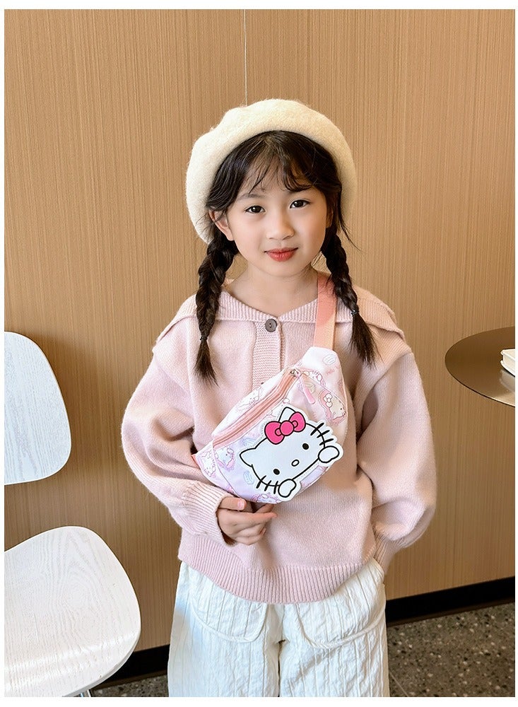 Sanrio Hello Kitty Themed Kids' Sweat-Proof & Secure Crossbody Bag - Cartoon Printed Lightweight Mini Chest Bag, Sport Waist Pack for Children - Image 2