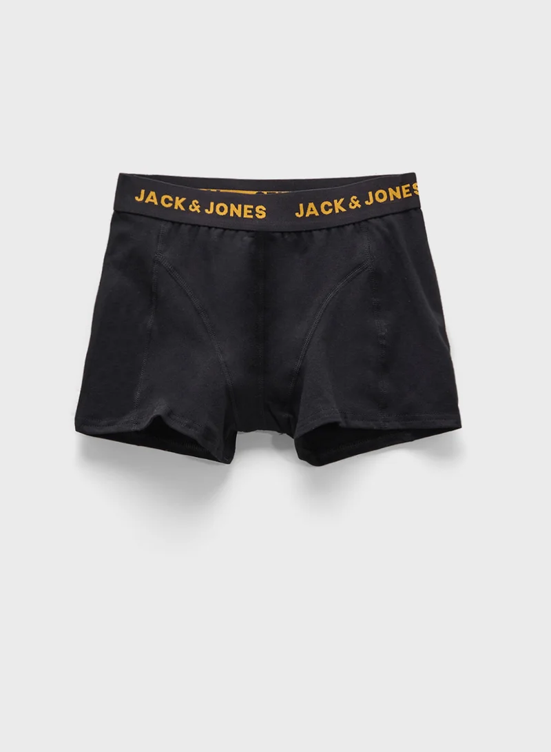 Jack & Jones Junior Kids 3 Pack Printed  Logo Band Trunks