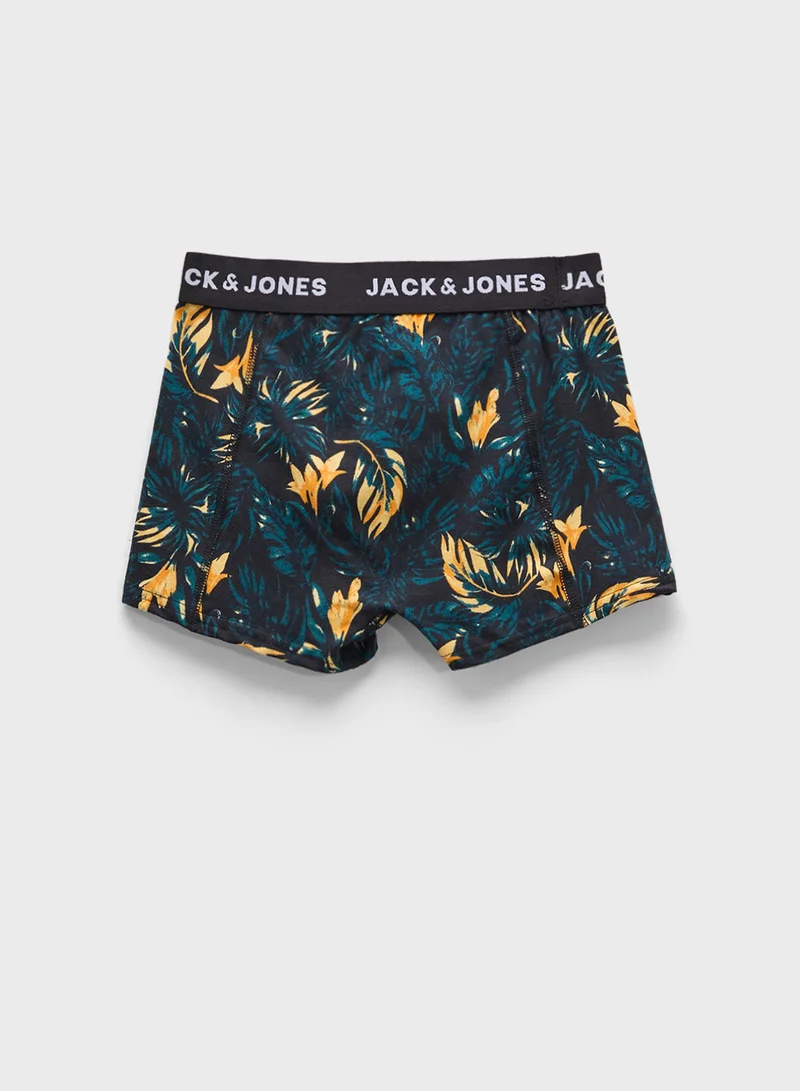 Jack & Jones Junior Kids 3 Pack Printed  Logo Band Trunks
