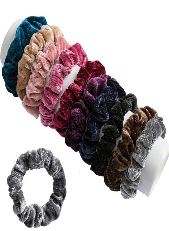 CHIROGRAPHY Velvet Hair Ties - Soft Elastic Flannelette Scrunchies for Women, Durable Hair Bands and Scrunchy Hair Ropes for Ponytails and Everyday Hairstyles | 10 PCS - Image 1