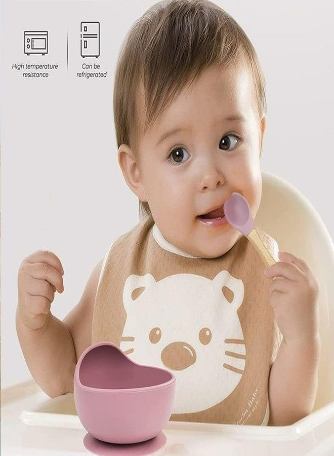 COZIESS 1Set, Baby Feeding Bowl & Spoon Set | Self-Feeding, Non-Slip Suction Base | BPA-Free, Safe & Durable for Infants and Toddlers - 100% Food-Grade Silicone (Pink, M) - Image 4