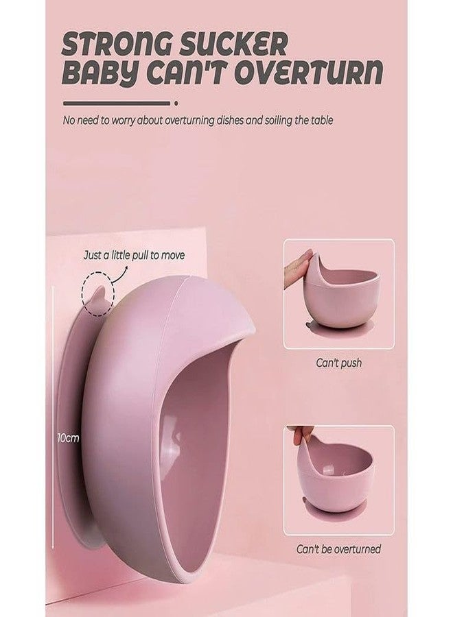 COZIESS 1Set, Baby Feeding Bowl & Spoon Set | Self-Feeding, Non-Slip Suction Base | BPA-Free, Safe & Durable for Infants and Toddlers - 100% Food-Grade Silicone (Pink, M) - Image 3