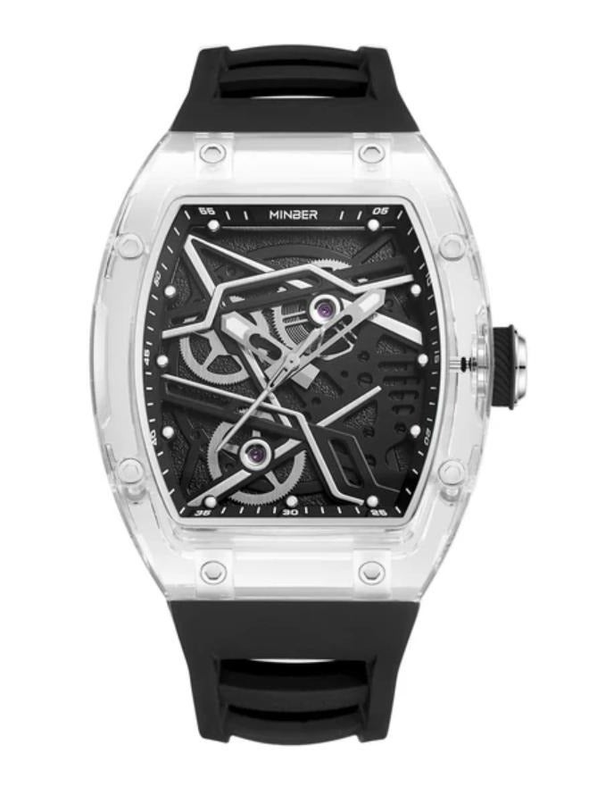 منبر  ساعة رجالى بسوار مطاطى اسود بتصميم شبابي مميز وجديد M9082G01 - Image 1