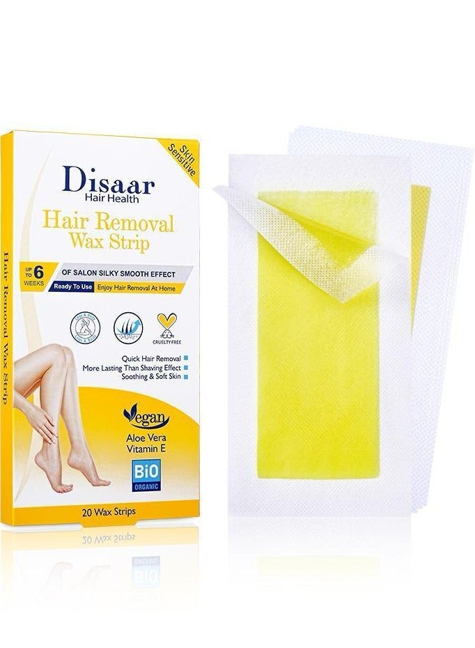 Disaar Hair Removal Wax Strip Aloe Vera and Vitamin E 20 Wax Strips 