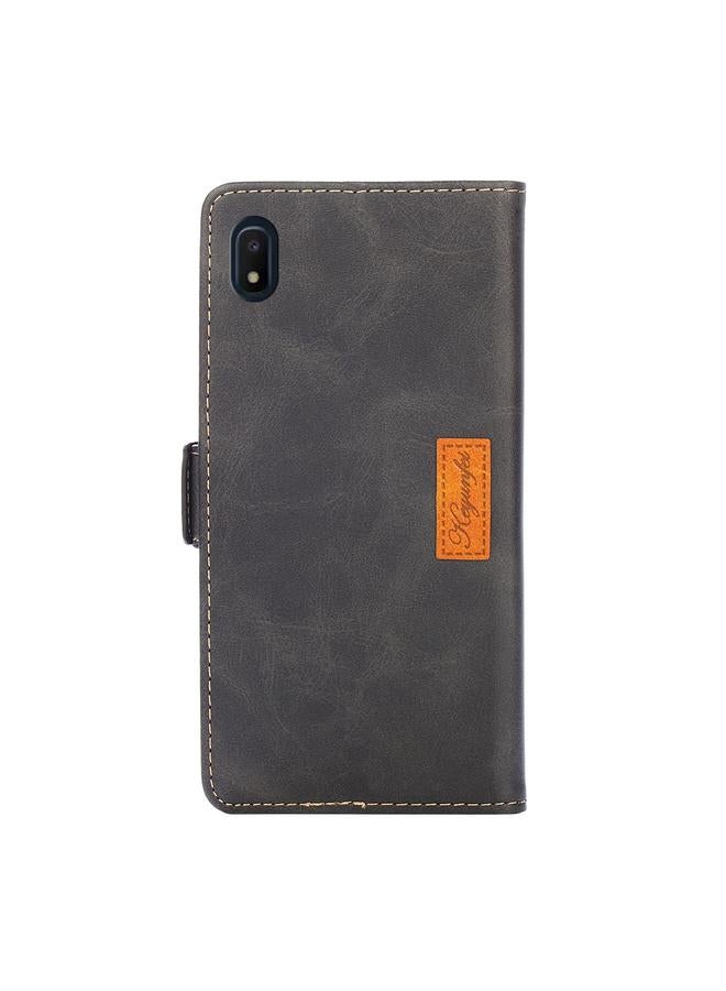 S-TOP Case For Samsung Galaxy A10e Retro Texture Contrast Color Side Buckle Horizontal Flip Leather Case with Holder & Card Slots & Wallet - Image 3