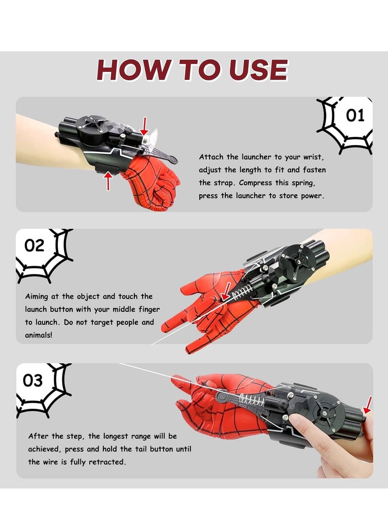 general Spider web shooting toy, 2.7m range key electric retraction, wristband, silk accessories USB charging, Spider-Man superhero, children and adults role-playing toy launcher. - Image 4