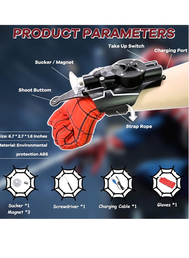 general Spider web shooting toy, 2.7m range key electric retraction, wristband, silk accessories USB charging, Spider-Man superhero, children and adults role-playing toy launcher. - Image 2