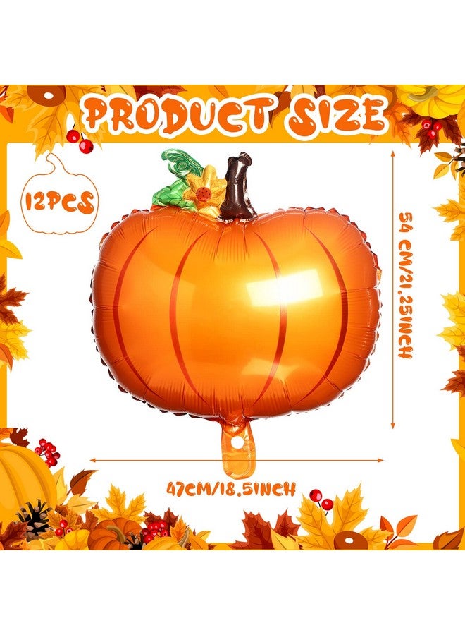 Hungdao 12 Pcs Pumpkin Balloon Thanksgiving Foil Pumpkin Balloon Foil Fall Balloon Large Thanksgiving Balloon Decoration for Baby Shower Birthday Autumn Harvest Thanksgiving Party Supplies (Cute) - Image 2