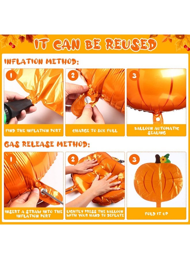 Hungdao 12 Pcs Pumpkin Balloon Thanksgiving Foil Pumpkin Balloon Foil Fall Balloon Large Thanksgiving Balloon Decoration for Baby Shower Birthday Autumn Harvest Thanksgiving Party Supplies (Cute) - Image 4
