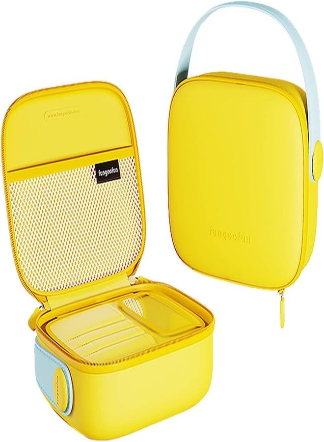 Ask Me Travel Makeup Bag - Eva Cosmetic Bag for Women, Waterproof Toiletry Bag with Portable Handle Strap, Brush Make up Organizer with Compartment, Capacity Storage Makeup Bag Easy to Clean (Yellow) - Image 1