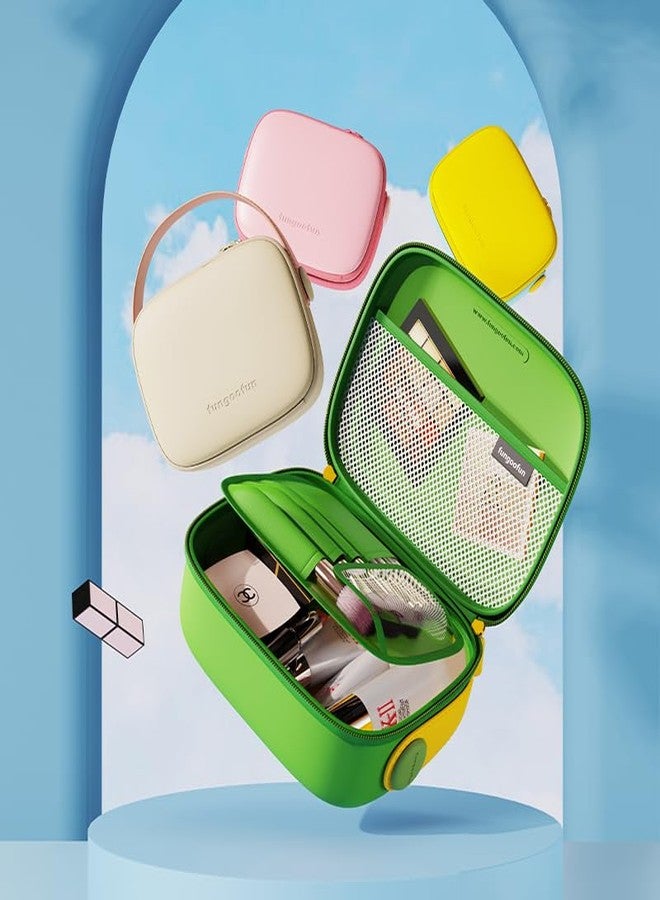 Ask Me Travel Makeup Bag - Eva Cosmetic Bag for Women, Waterproof Toiletry Bag with Portable Handle Strap, Brush Make up Organizer with Compartment, Capacity Storage Makeup Bag Easy to Clean (Yellow) - Image 5