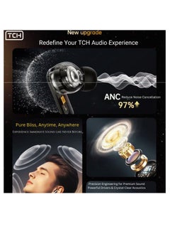 TCH Wireless Earbuds Noise Cancellation– Hybrid 6" MIC, ANC+ENC, Bluetooth 5.4, 7H Playtime, HiFi Boom Bass, 10mm Drivers, IPX5 Water Resistant, Touch Controls, Hands-Free Calls  - Image 2