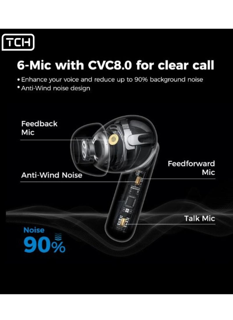 TCH - Wireless Earbuds Noise Cancellation– Hybrid 6" MIC, ANC+ENC, Bluetooth 5.4, 7H Playtime, HiFi Boom Bass, 10mm Drivers, IPX5 Water Resistant, Touch Controls, Hands-Free Calls - Image 1
