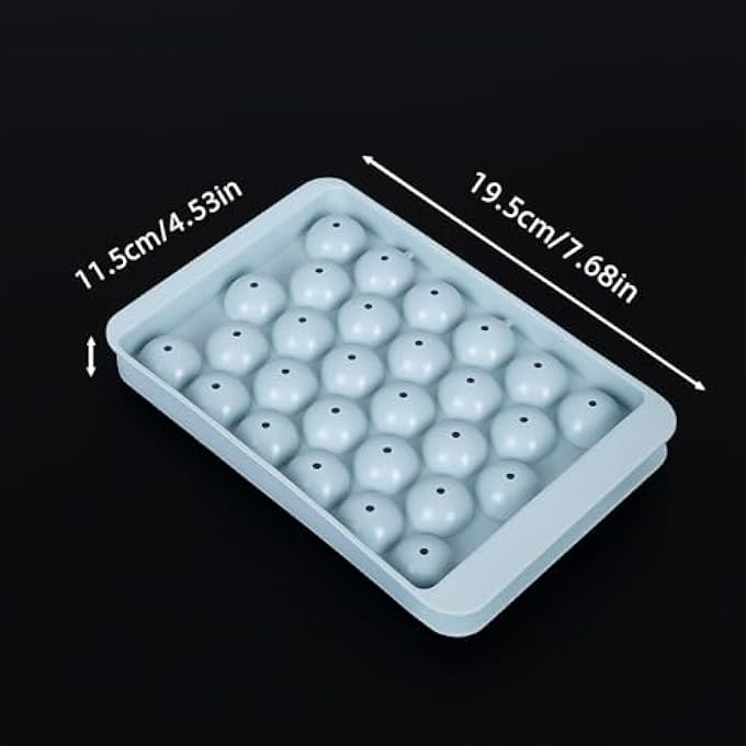 Pack of 2 Blue Ice Cube Tray Silicone Set with Lid & Tong. 01 Reusable BPA Free Trays Make 66 Cubes Easy Release, Stackable, Spill-Proof Ice Trays for Freezer Food Grade for Baby Food, Whiskey, Tea - Image 3
