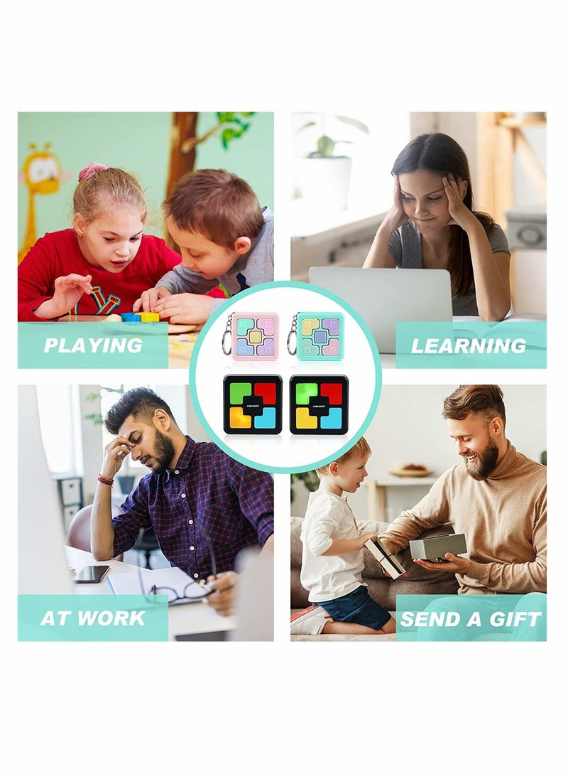 KASTWAVE - 4 Pcs Memory Game Toys Fun Games for Boys Girls Memory Training Puzzle Toy Electronics Handheld Games Flashing Cube Mini Games Keychains - Image 1