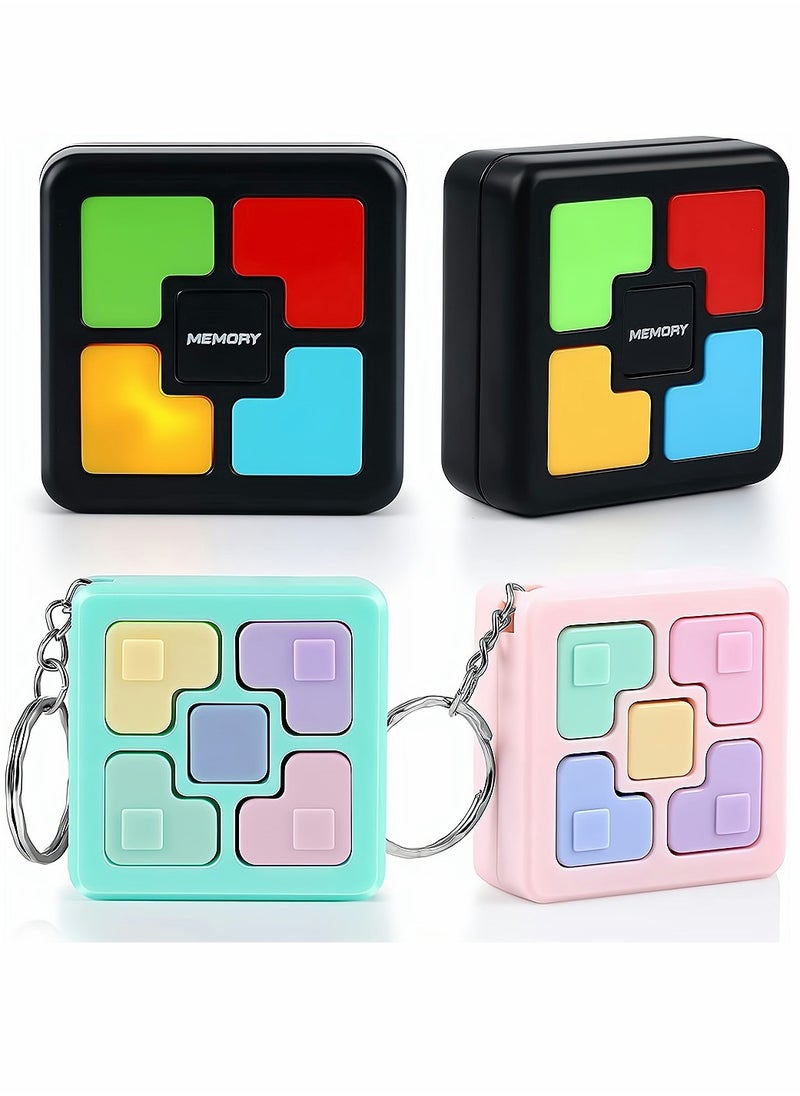 KASTWAVE - 4 Pcs Memory Game Toys Fun Games for Boys Girls Memory Training Puzzle Toy Electronics Handheld Games Flashing Cube Mini Games Keychains - Image 1