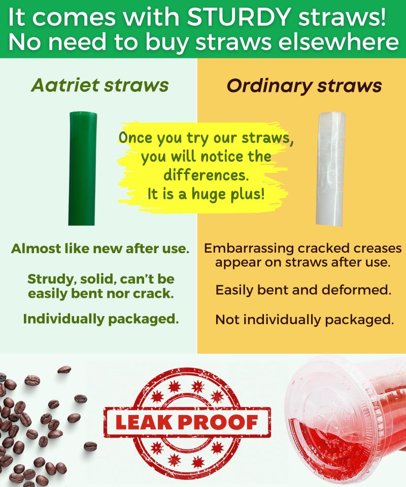 Aatriet [50 Sets] 16 oz Clear Plastic Cups with Lids and STRAWS  Disposable Party Cups for To Go Iced Coffee Cold Drinks  Smoothie  Juice  Parfait  Frappuccino  Milkshake. No Leaking Fruit Cup - Image 3