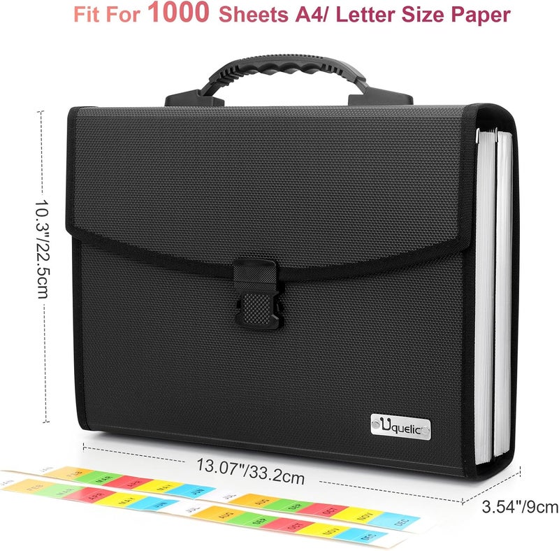 Uquelic 26 Pockets Expanding File Folder Organizer - Upgraded Durable Buckle, Accordion Folder Base with Ergonomic Portable Handle/Large A4 Letter Size Document Organizer, Folders with Pockets - Image 5