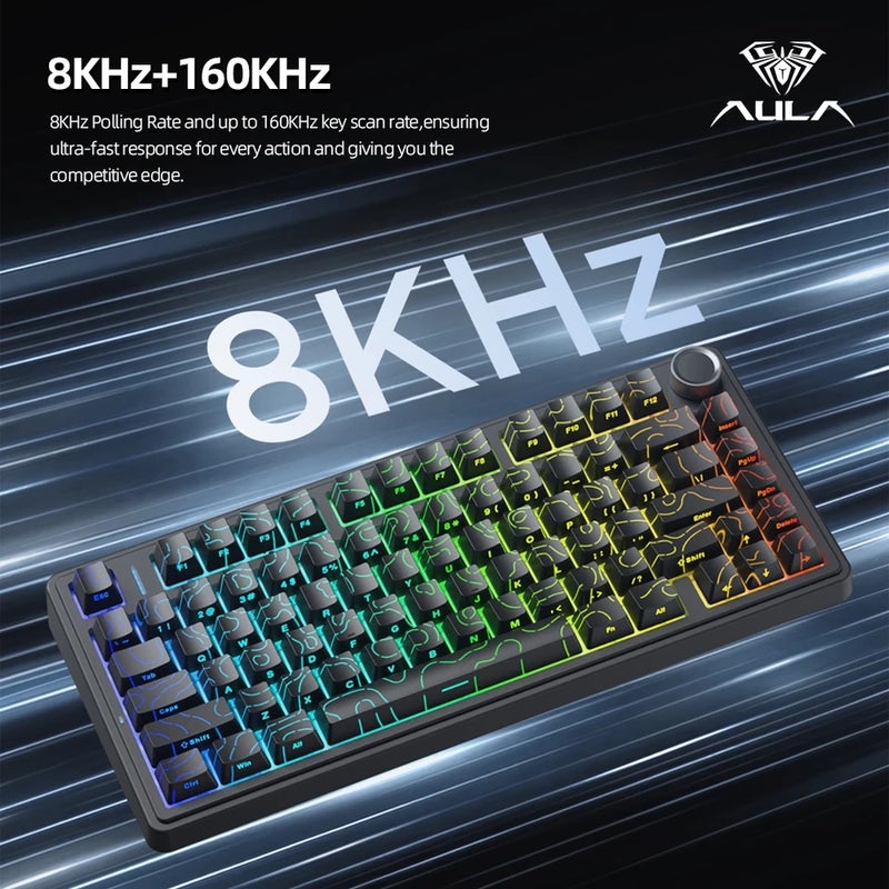 Aula F75 HE Mechanical Keyboard, Magnetic Switch, 75% 80 Keys, 8K Polling Rate, Tri-Mode Wireless, Rgb, Hot Swap - Image 5