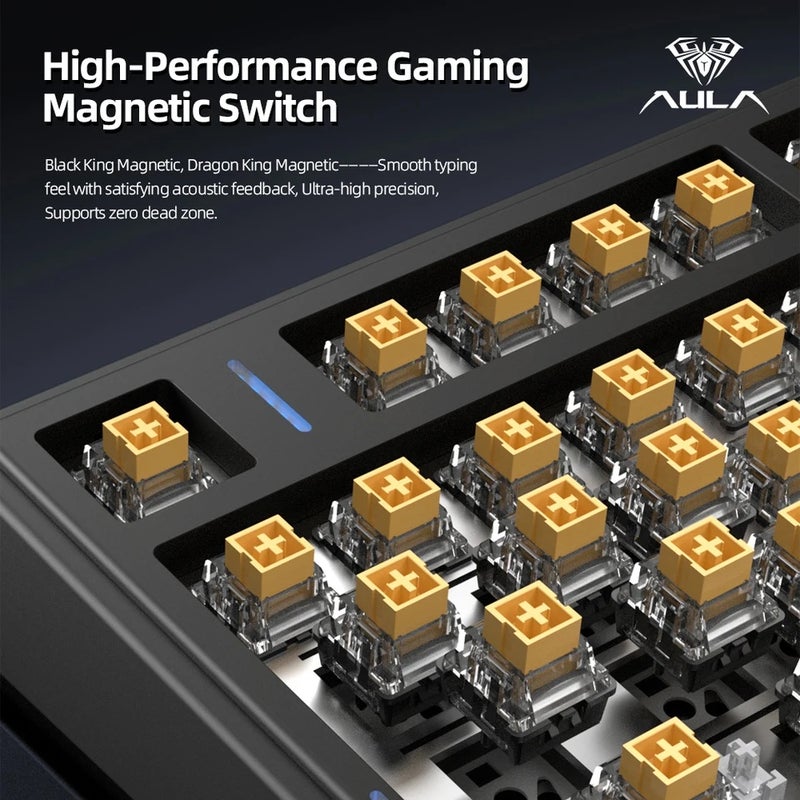 Aula F75 HE Mechanical Keyboard, Magnetic Switch, 75% 80 Keys, 8K Polling Rate, Tri-Mode Wireless, Rgb, Hot Swap - Image 3