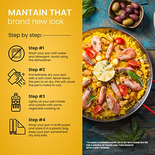 Machika Carbon Steel Skillet Pan for Paella | Perfect for Outdoors, Camping, Parties, and More | 2 Servings | 10 Inches - Image 5