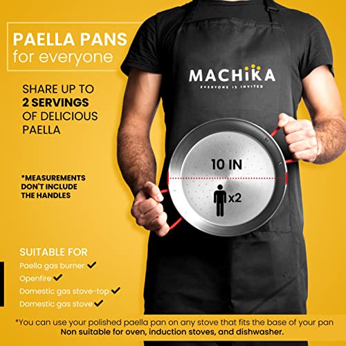 Machika Carbon Steel Skillet Pan for Paella | Perfect for Outdoors, Camping, Parties, and More | 2 Servings | 10 Inches - Image 3
