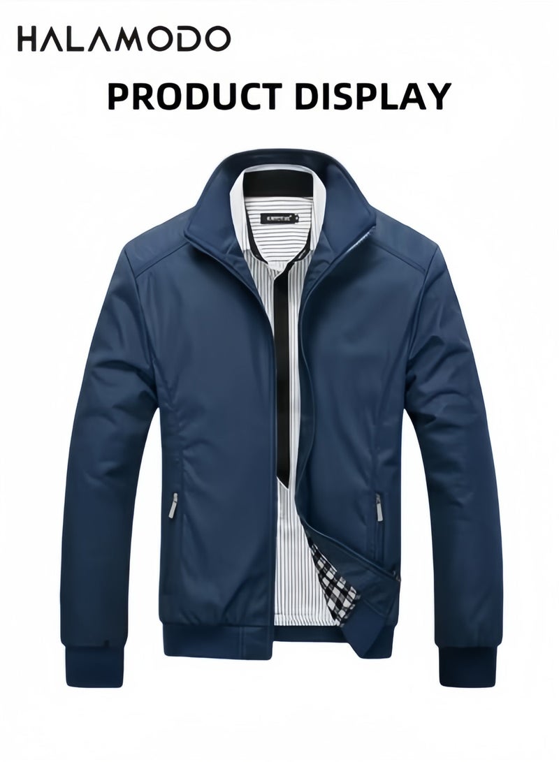 Halamodo Men's Casual Shell Jacket  Waterproof Shell Jacket Zip Up Windbreaker Lightweight Jacket Outdoor Recreation Coat for Hiking Climbing Traveling - Image 3