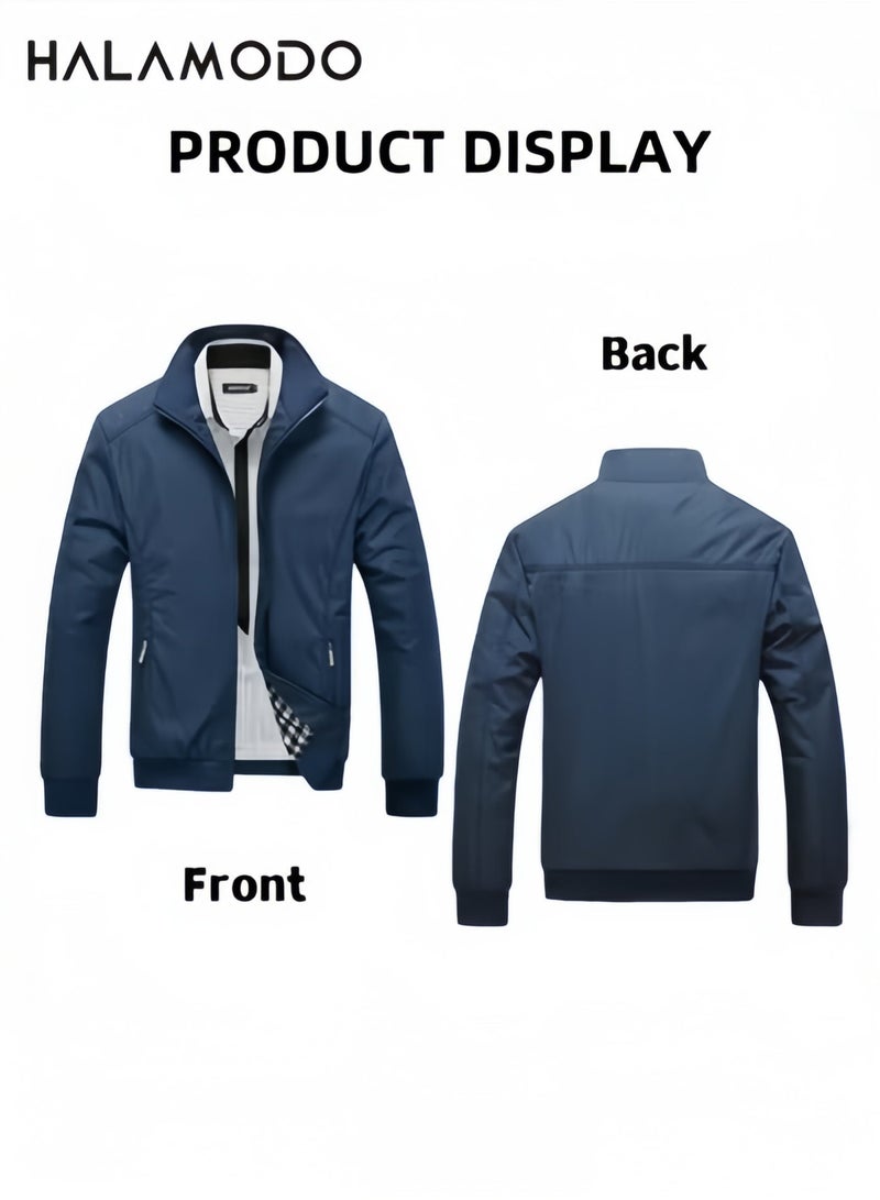 Halamodo Men's Casual Shell Jacket  Waterproof Shell Jacket Zip Up Windbreaker Lightweight Jacket Outdoor Recreation Coat for Hiking Climbing Traveling - Image 2