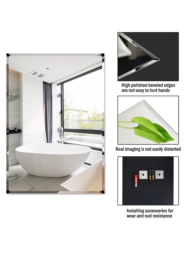 Generic - Bathroom Mirror Full Length Mirror Self Adhesive Mirror Wall-Mounted Vanity Mirror for Bedrooms Living Rooms Hotels（60*80CM） - Image 1